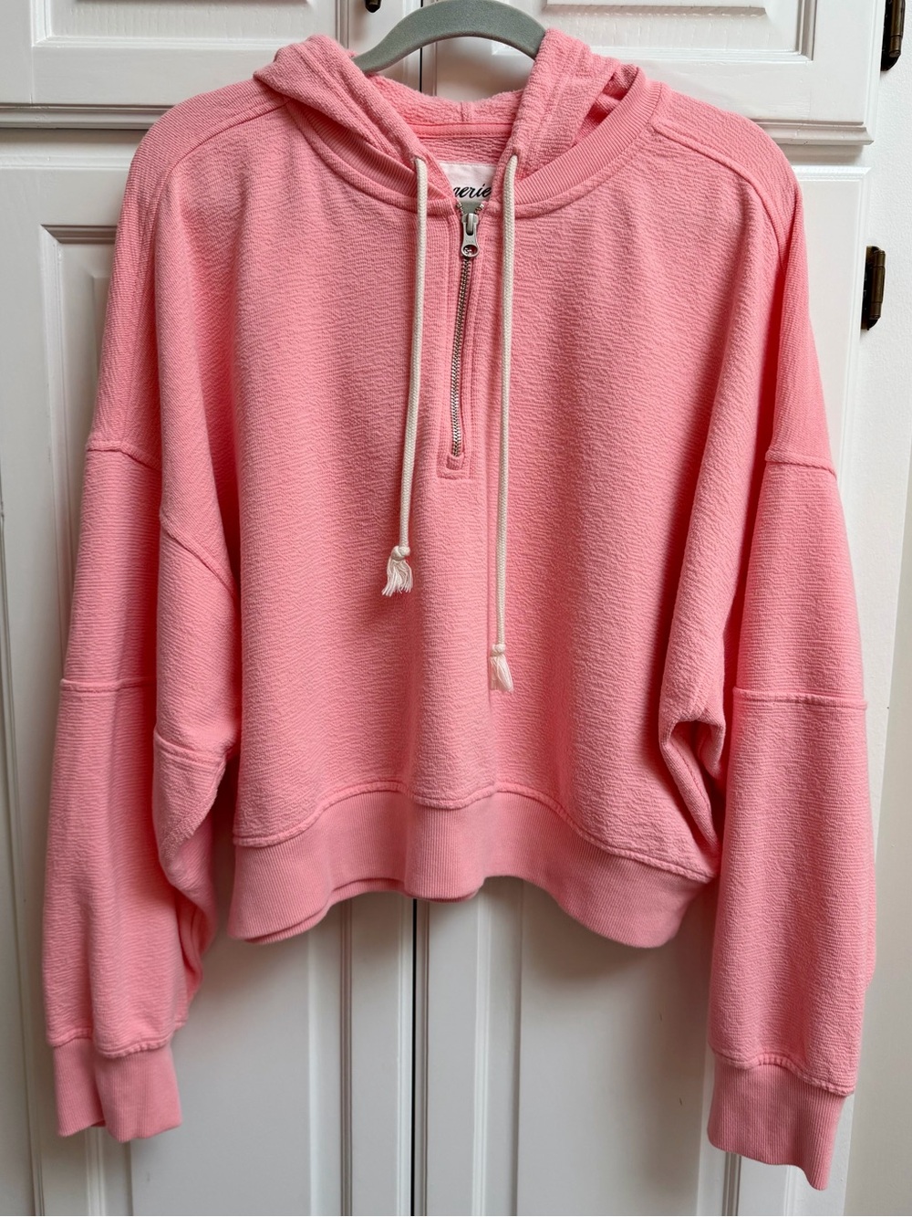 Aerie Restart Quarter Zip Pullover Hoodie in Pink Size Large